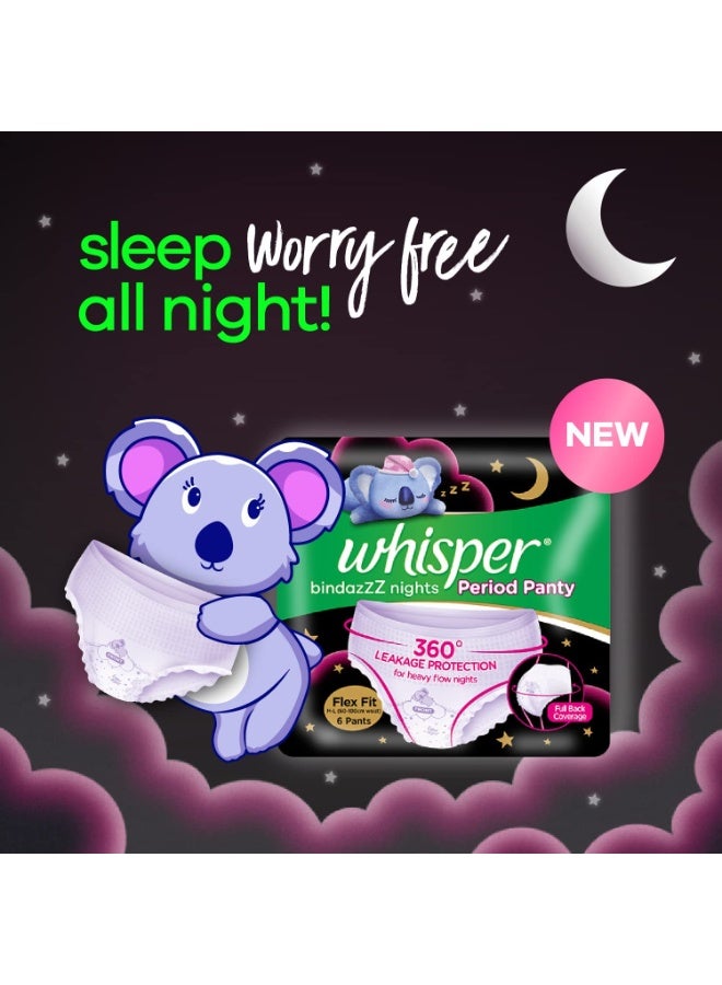 Whisper Bindazzz Night Period Panty|6 M-L Panties|Upto 0% Leaks|360 Degree Leakage Protection|Full Back Coverage|Suitable for Heavy Flow|Flex fit|Soft & Comfortable|with Disposable wrap (Pack of 2) - Image 3